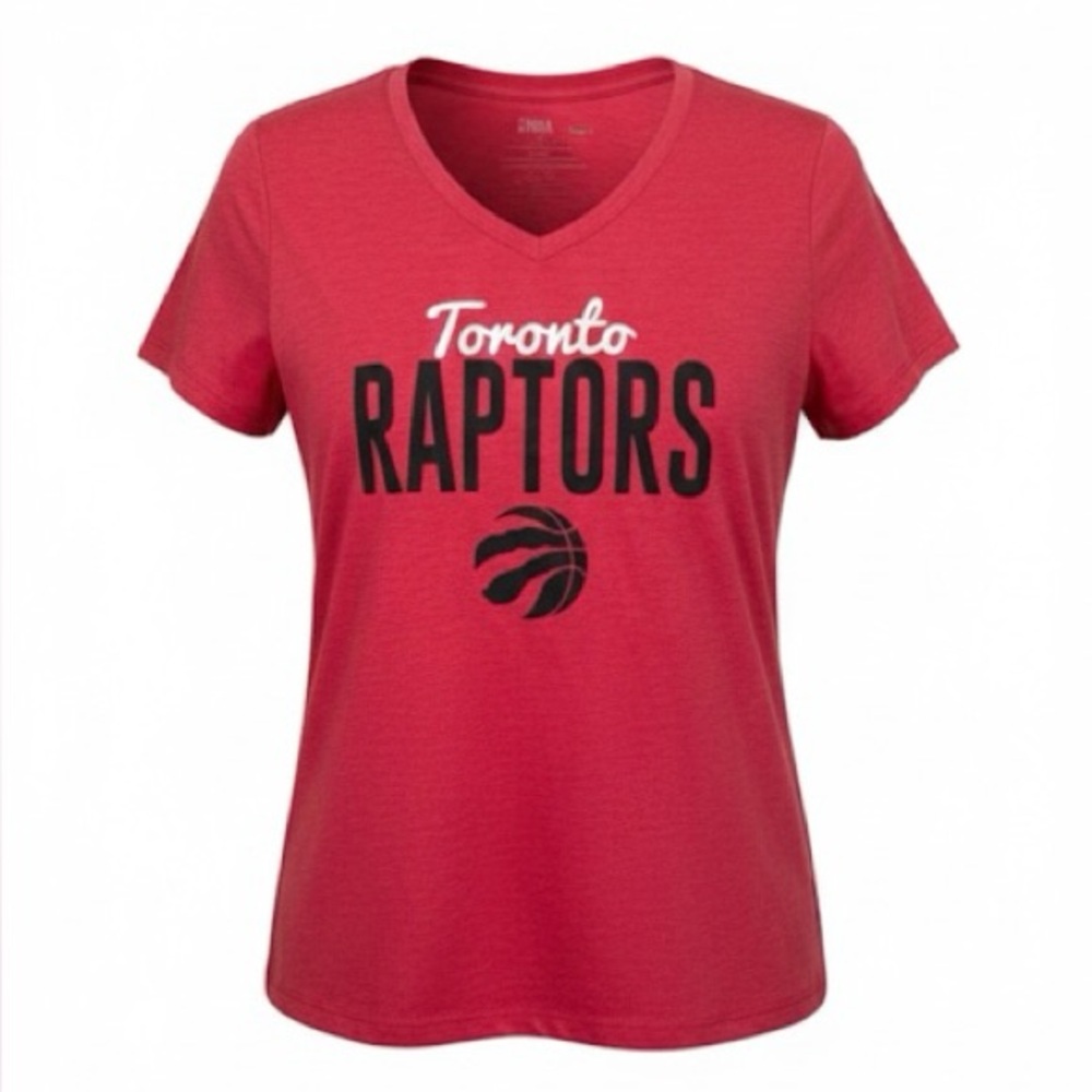 NBA Women's Red Toronto Raptors V-Neck T-Shirt Size Small